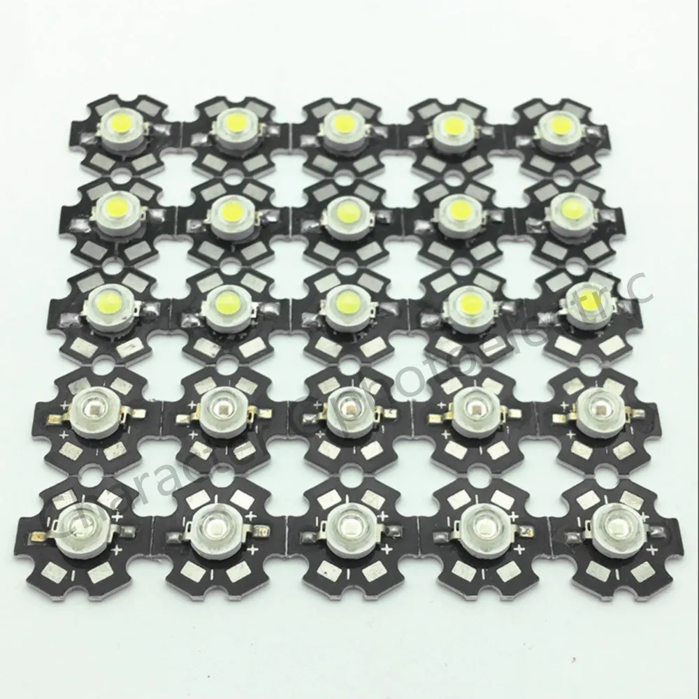 100pcs 1W 3W High Power white warm white red green Blue Royal blue 660nm Full Spectrum 400-840nm LED with 20mm star pcb