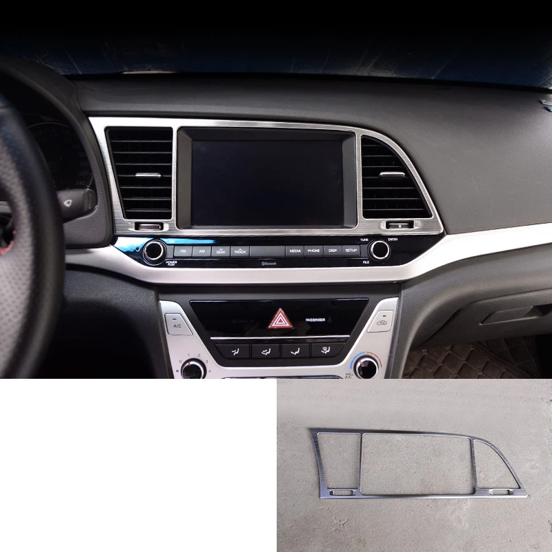 

lsrtw2017 titanium black stainless steel car navigation frame trims for hyundai elantra 2016 2017 2018 2019 2020
