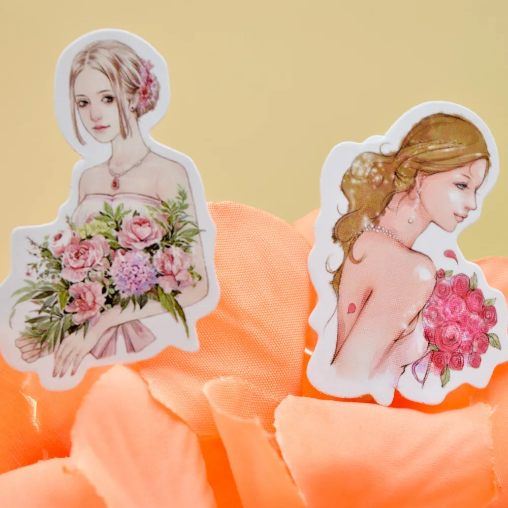 30 шт. Kawaii youthful pretty girls small sticker Self-made flower Blooming girl sticker s/flower paper sticker