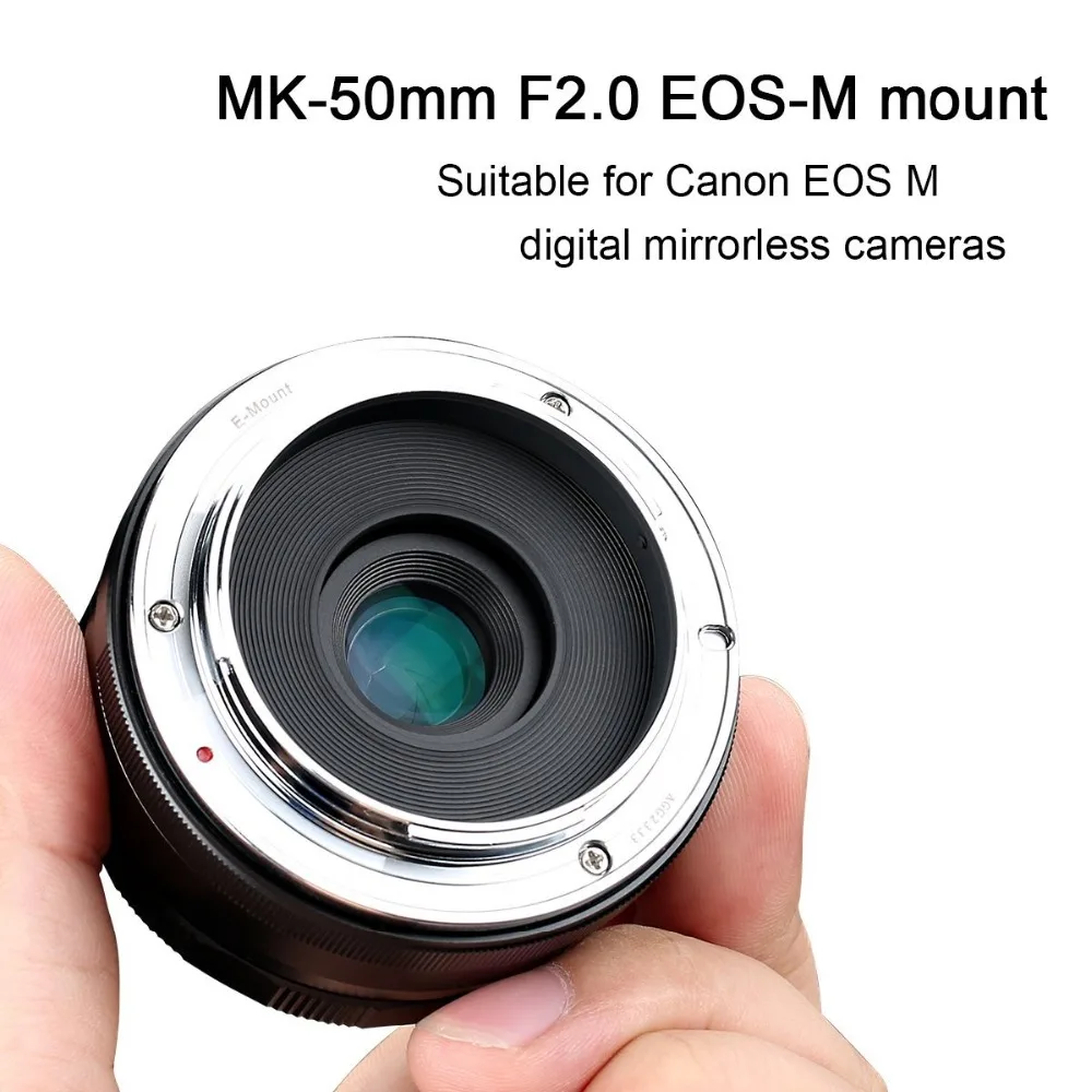 MEKE MK-50mm F2.0 объектив с большой апертурой ручной фокусировки для Canon EOS M1/M2/M3/M5/M10/M50/M100 EF-M Крепление камеры+ Бесплатный подарок