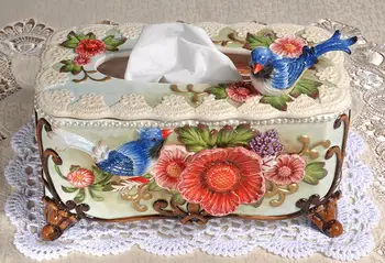 

ceramic blue bird tissue box Case home decor crafts room decoration paper holder ornament porcelain figurines wedding decoration