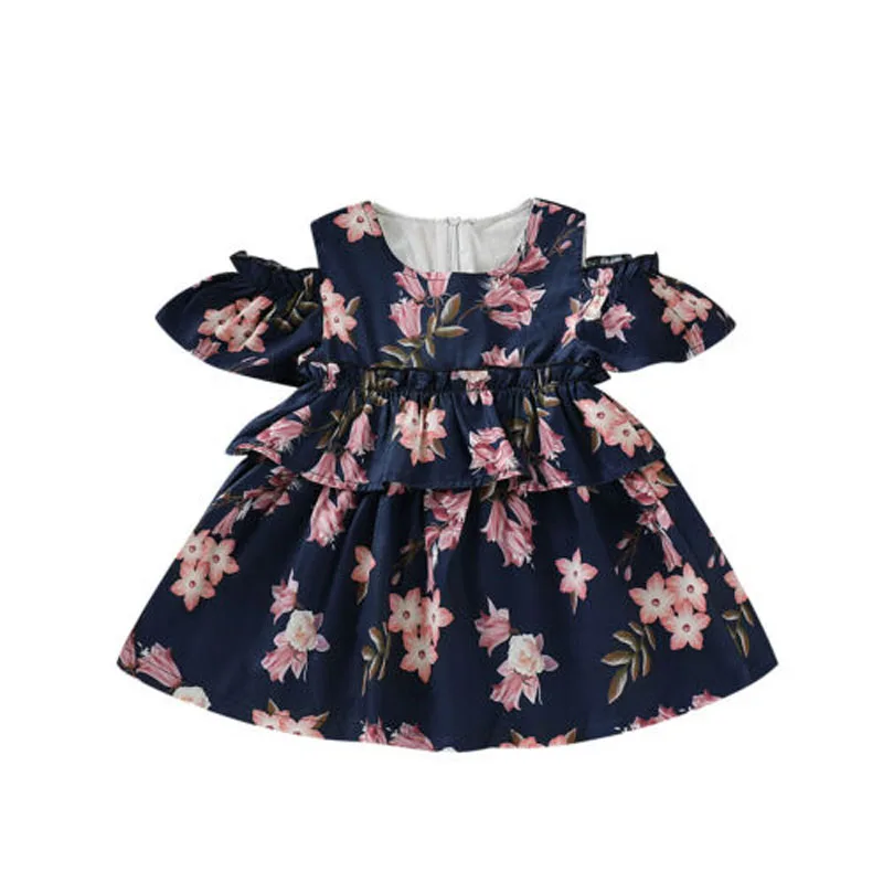 

Pudcoco Toddler Infant Kids Baby Girls Dress Summer Floral Tutu Dress Off Shoulder Princess Party Summer Dresses