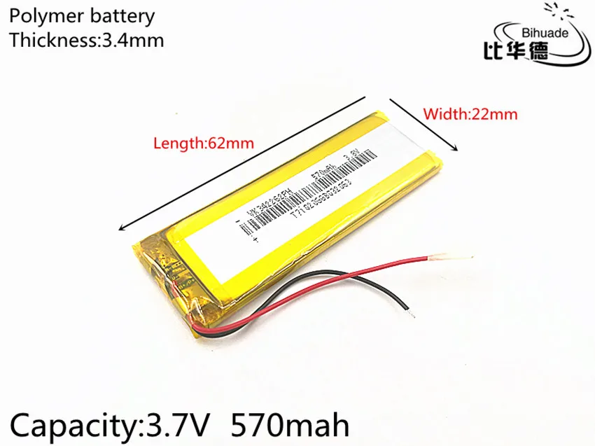 1pcs lot 3 7v 570mah 342262 lithium polymer li po li ion rechargeable