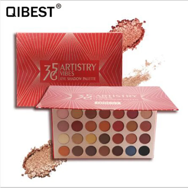 

QIBEST 35 Color Matte Glitter Eyeshadow Palette Makeup Waterproof Long Lasting Natural Metallic Eye Shadow