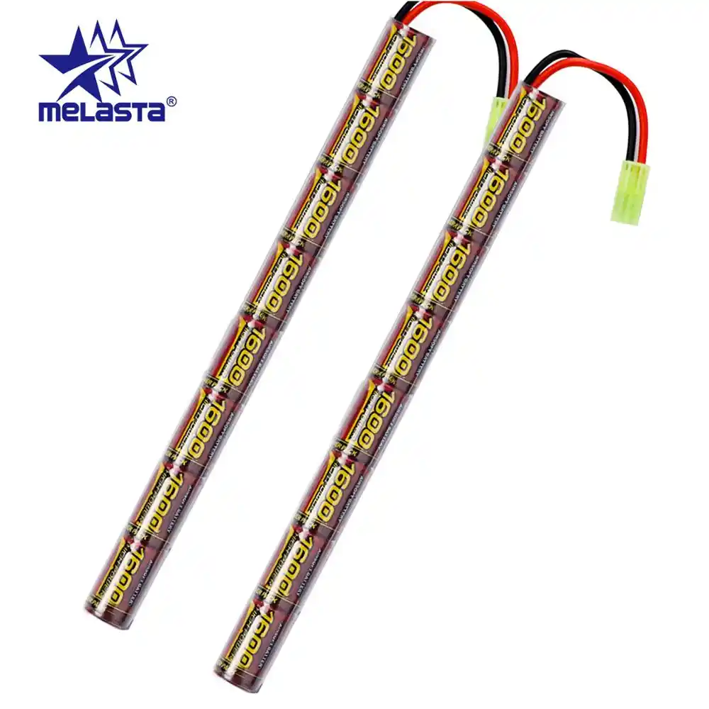 Melasta 2 шт 2/3 а 9,6 в 1600 мАч палка NIMH страйкбол Аккумулятор для пистолетов пакет с мини разъем Tamiya для AK47, MP5K, RPK, PKM, G36C, MC51 - изображение
