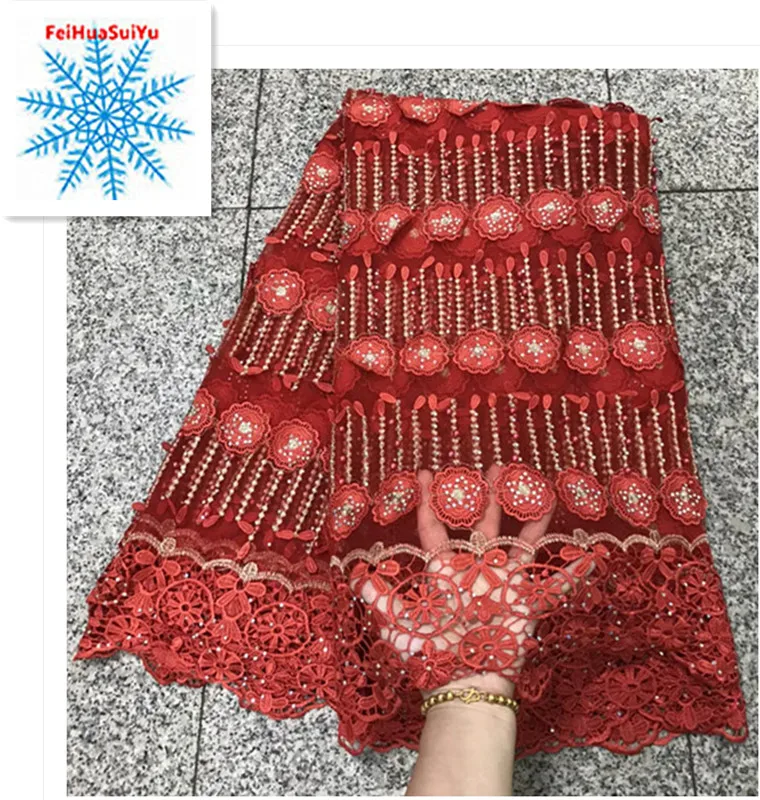 

2018 June beautiful appliqued french lace fabric embroidered guipure net tulle lace with stones for wedding dress nlyj154