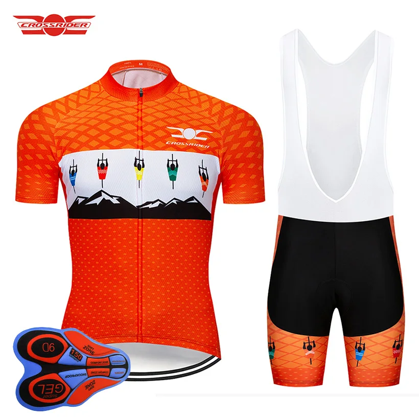 Crossrider 2019 Orange Cycling Jersey Set Bicycle Wear Mountain Bike