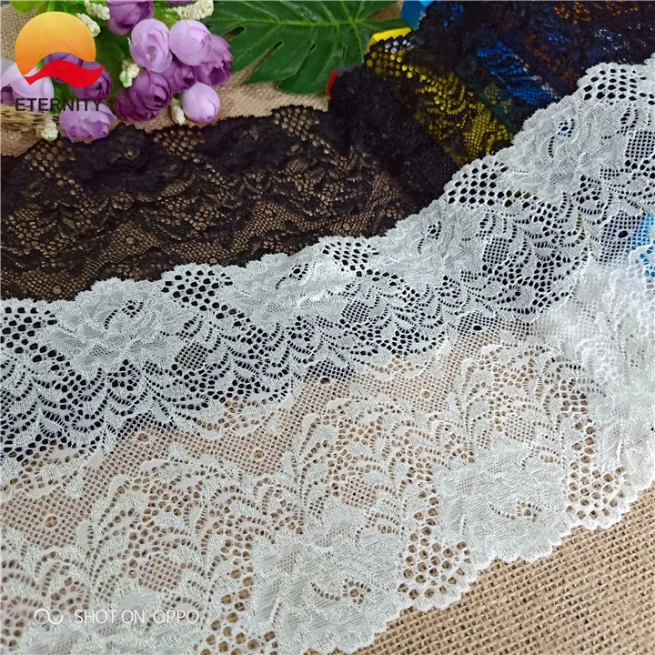 

3Yard/lot 15cm E1391 Lace Stretch Floral Lingerie Headband Elastic Embroidered Lace Trims For Sewing Decoration Africa Lace
