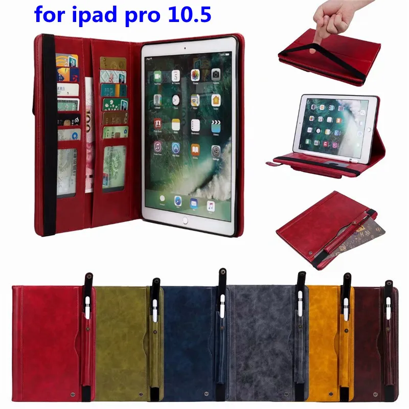 

Luxury Flip Case Voor ipad Air 10.5 2019 Genuine Leather Wallet With Card Slots Brand Smart TPU Cover Voor ipad Pro 10.5 2017