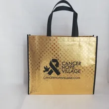 500 шт./лот 35HX40X10cm ламинированные золотые металлические лазерные нетканые сумки через плечо для покупок