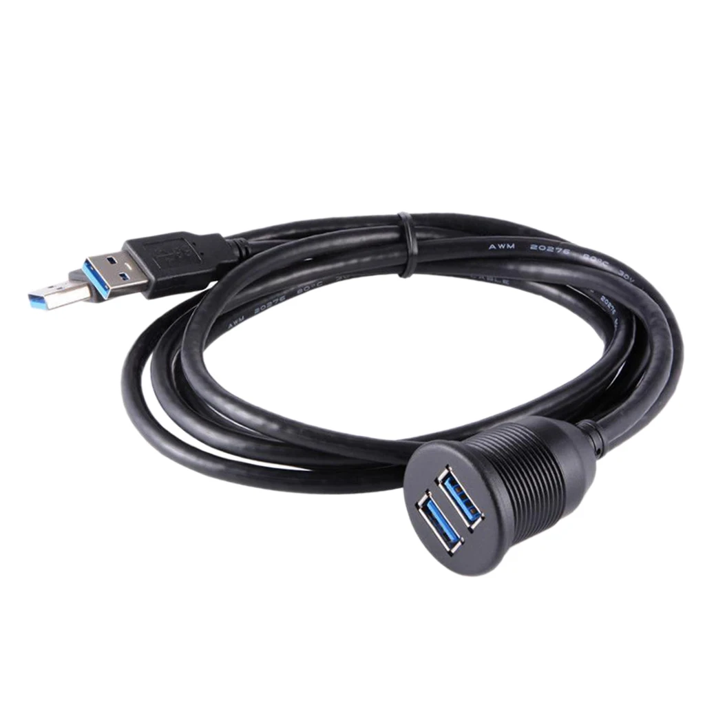 MagiDeal New High Quality USB 3.0 Male to Female AUX Extension Cable Flush Dash Panel Mount Cable for Car, Boat, Motorcycle