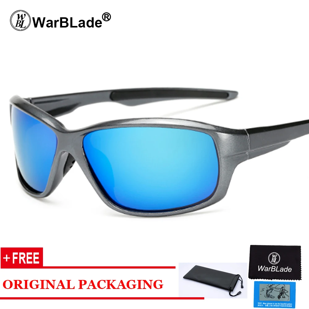 blue lens WarBLade Мужская градиентная оправа для очков поляризационные очки для вождения спортивные женские очки зеленые красные синие цветные линзы 1009 горячая распродажа - Цвет линз: blue lens