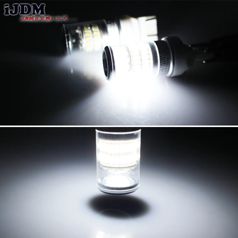 IJDM X-Bright White 48-SMD 7443 7440 светодиодный лампы с отражателем зеркальный дизайн светодиодный лампы для сигнала поворота, резервные DRL огни, W21/5 w светодиодный