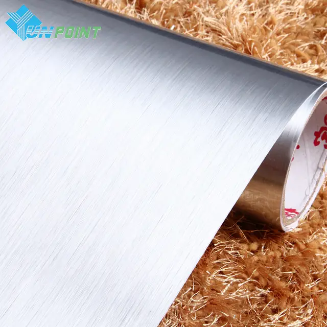 Us 1712 40 Di Scontopvc Adesivo Carta Da Parati Argento In Acciaio Inox Spazzolato Elettrodomestico Adesivi In Vinile Film Di Mobili Per La Casa