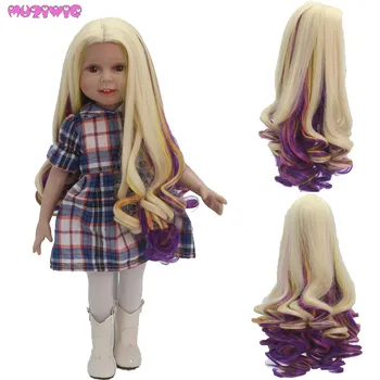 

Doll Hair Wigs Long Curly Heat Resistant Fiber Khaki Purple Red Mixed Wigs for 18 inch American Dolls