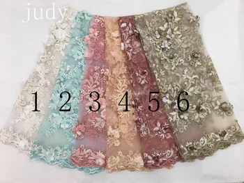 

RFJJ101# 6 color mesh 3 d mixed color embroidery African cloth French dress fabric for wedding dress festival celebrations