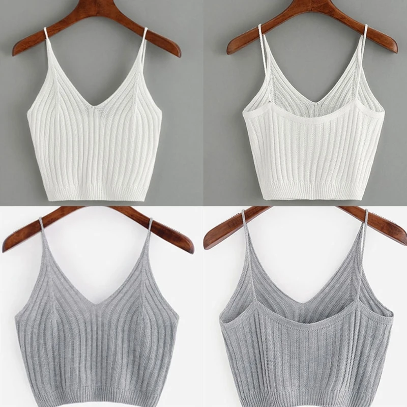 sleep camisole Fashion Women Summer Basic Tops Sexy Strappy Sleeveless Racerback Crop Top 2022 Female Casual Solid Color Ribbed Knit Short Vest silk camisole