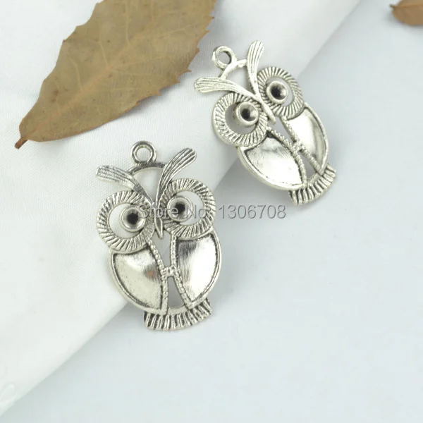 

Free shipping 50pcs Antique metal tibetan silver charms owl pendants hand made supplies fit jewelry making 34*22mm Z42821