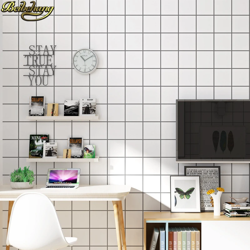 Nordic Wallpapers Home Decor Black and White Lattice Wall Paper for