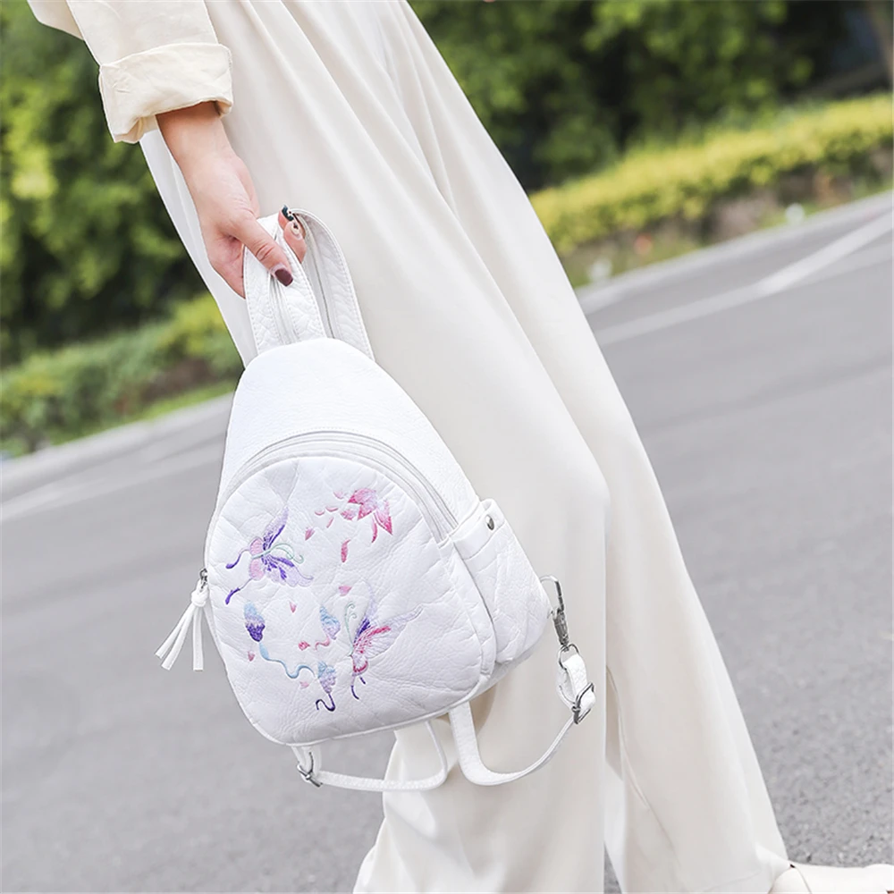Женский рюкзак брендовый дизайнерский Дизайн вышивка многофункциональная сумка высокого качества моющаяся Кожа pu кожа китайский стиль