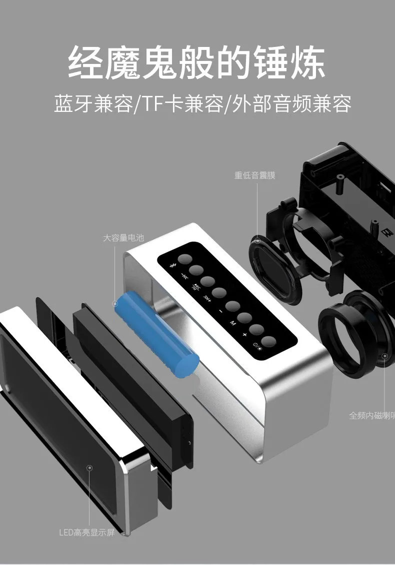 Dbigness Bluetooth Динамик большой Экран дисплея Clcok Поддержка TF FM AUX Беспроводной Портативный сабвуфер громкий Динамик Caixa де сом