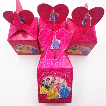 

6pcs/set Beaueiful Princess Paper Candy Box Cartoon Birthday Party Decoration Theme Party Supplies Festival Kids Girl princess