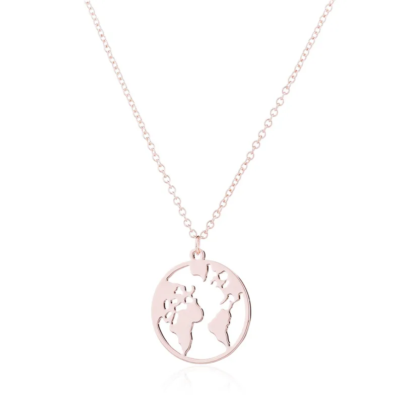 Yiustar, Серебряное колье из нержавеющей стали, Карта мира, ожерелье для женщин, ожерелье с подвеской Globetrotter, Очаровательное ожерелье, ювелирные изделия, воротники
