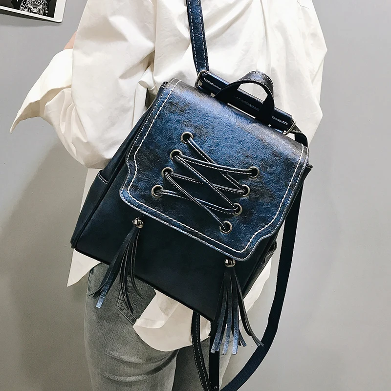 

2019 New Fashion Women Backpack Lady tassel leather Backpacks School Backpack for Teenage Girl Travel bag Feminina Shoulder bag
