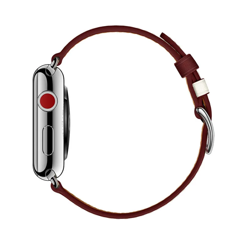 Ремешок из натуральной кожи для часов Apple Watch Series 5 4 3 2 1 44 мм 40 мм 42 мм 38 мм сменный Браслет для iWatch наручные