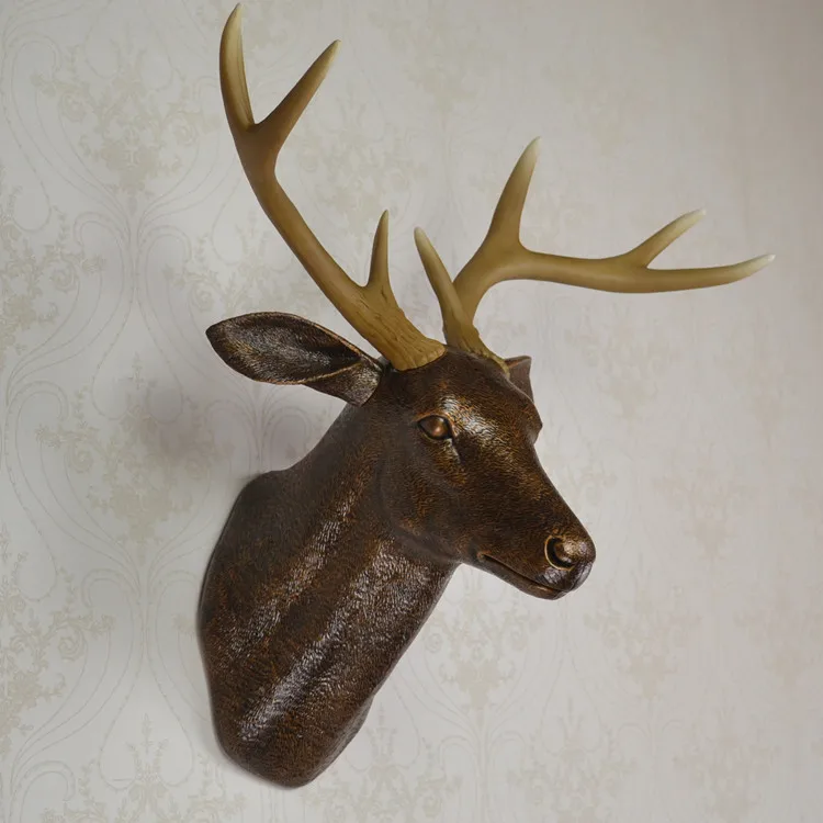 EALISEN wall mounted brown buck bust deer head trophy wall art plaque