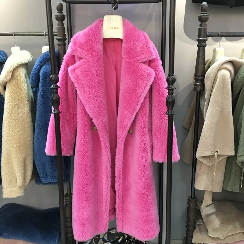parka real fur women 2018 Natural Fur Coat Long Winter Jacket Famel Wool Sheep Shearing Fur Streetwear Oversize Thick outwears