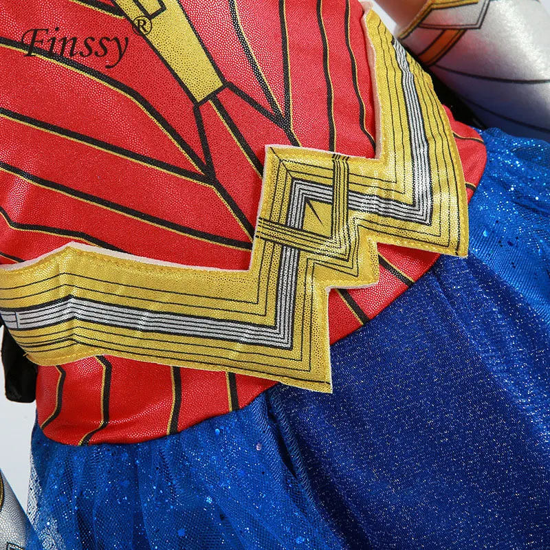 Детский карнавальный костюм «чудо-женщина» на рассвете справедливости для девочек, костюм «чудо-женщина» на Хэллоуин для детей, платье с короткими рукавами для детей