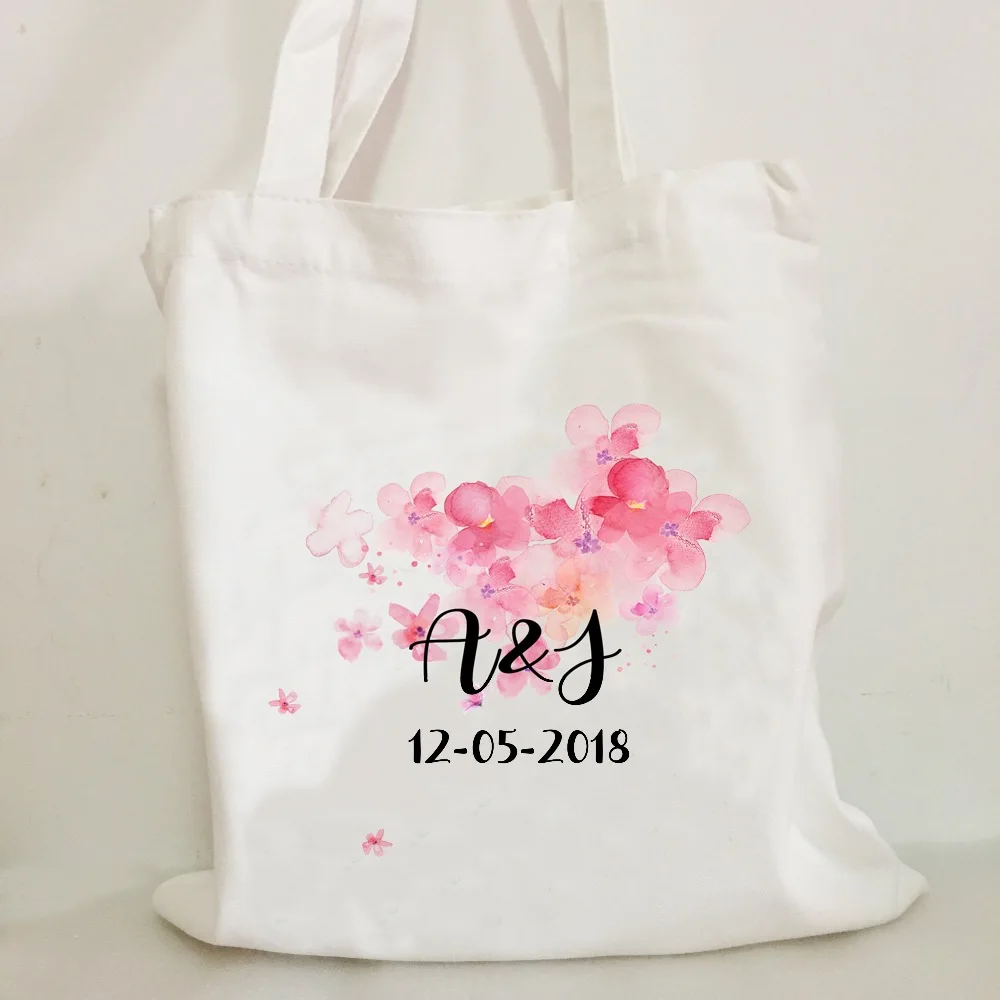 5pcs lot custom logo Wedding favor bachelorette party gifts Canvas bag bride personalized bridesmaid gift