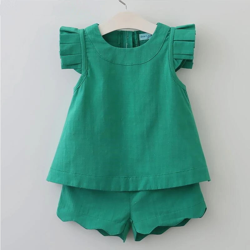 

Girls Clothing Sets 2019 New Summer O-Neck Sleeveless T-Shirt+Pants 2 Pcs Kids Clothing Sets Children Clothing