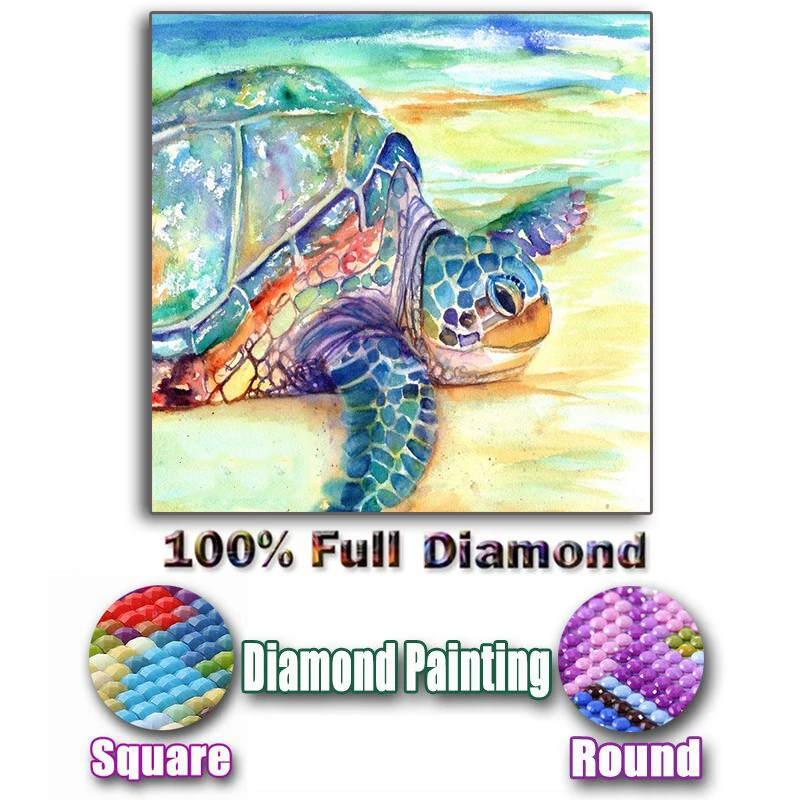 

Full Square drill 5D DIY Diamond painting Colored turtle Diamond Embroidery Mosaic Cross Stitch Rhinestone decoration