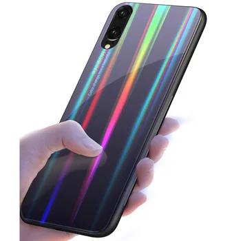

50pcs/Lot For Huawei Nova 3i P Smart Plus Aurora Gradual Change Glass Anti-scratch Hard Case For Huawei Nova 3 P20 Lite Pro