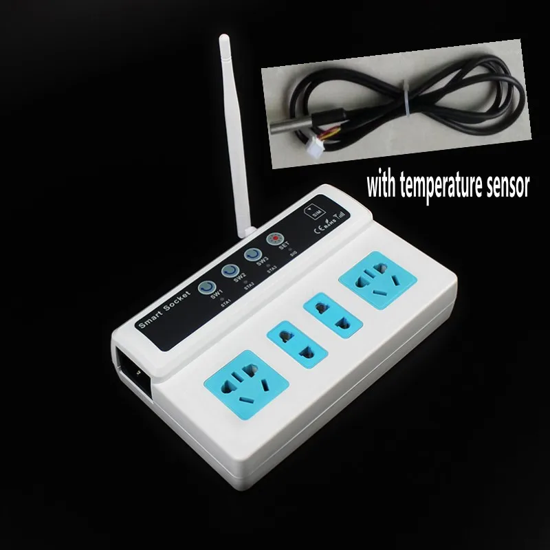 Беспроводной смарт выключатель SC4 SC3 GSM с датчиком температуры 4 розетки|controller
