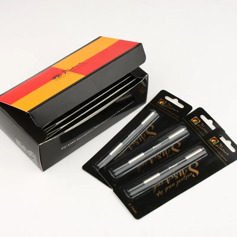 4 шт./лот, черные чернила для заправки Пикассо Pimio, Ручка-роллер, высокое качество, швейцарский наконечник, Шариковая заправка, 0,5 мм, винтовой тип