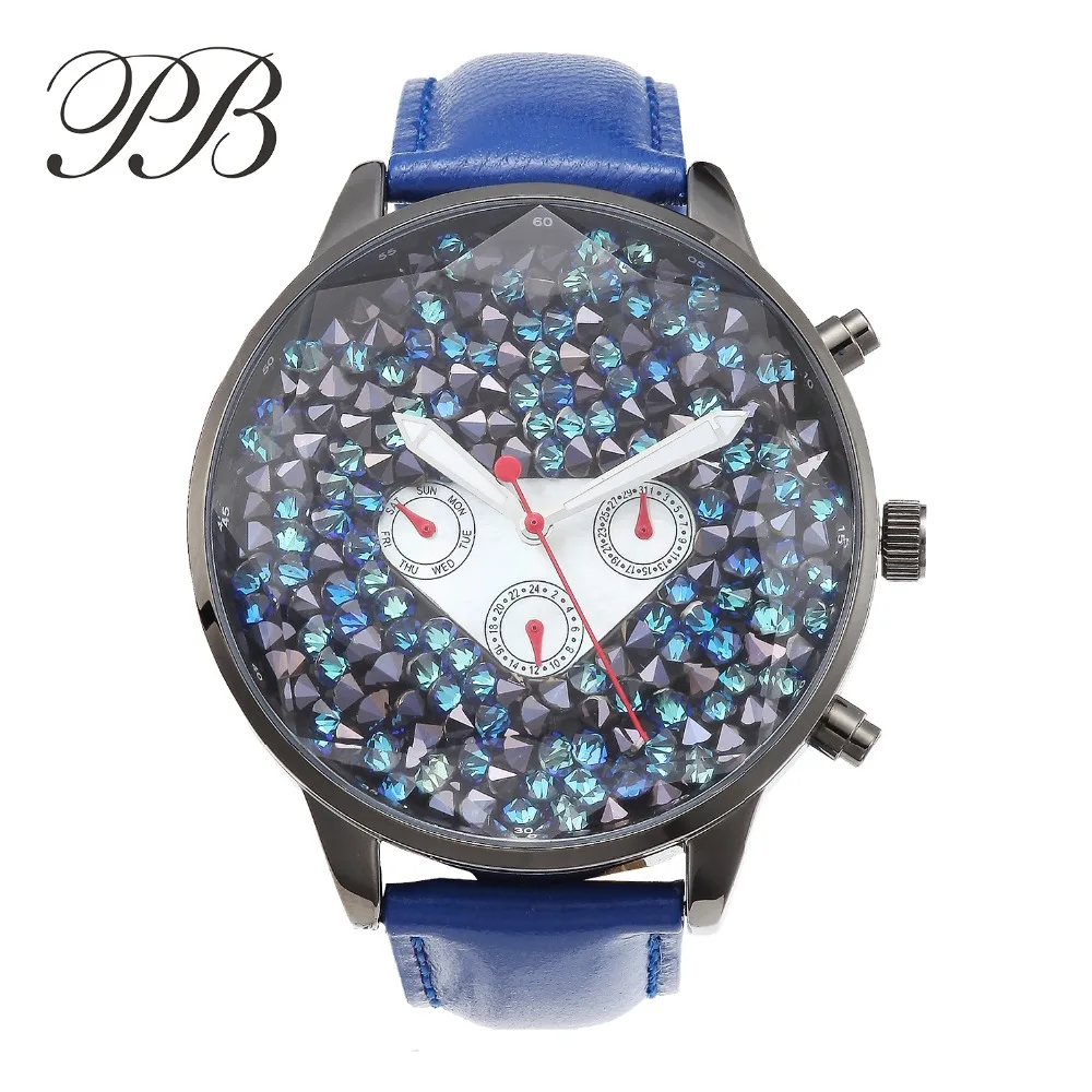 2016 Hot Sales Ladies Quartz Watch Top Brand Luxury Watch Austria Crystal Watches Women Genuine Leather