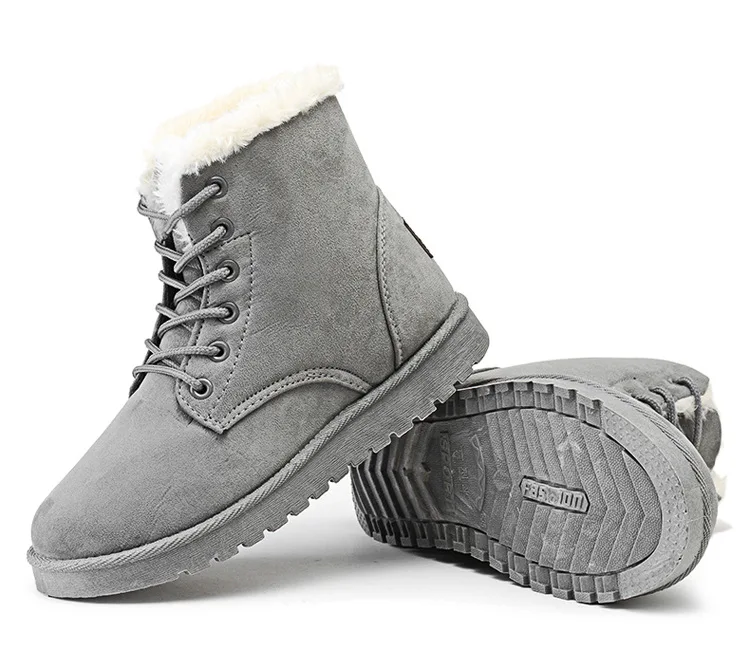 Классические женские зимние сапоги; замшевые зимние сапоги; женская теплая меховая плюшевая стелька; высокое качество; botas mujer; женские ботинки на шнуровке; ST316