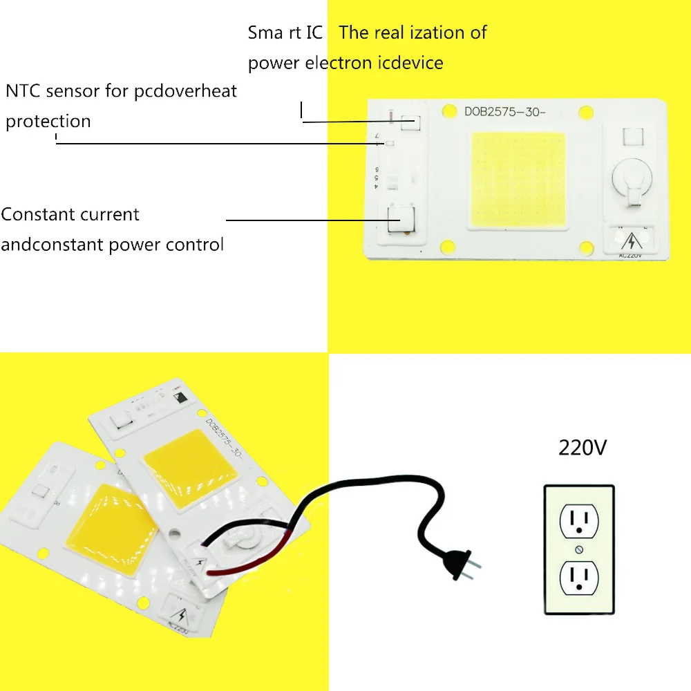 Светодиодный COB Чип нет необходимости водителя 50W 30W 20W 230V 220V Вход с большим количеством люменов на чип для DIY светодиодный прожектор светильник Точечный светильник бусины