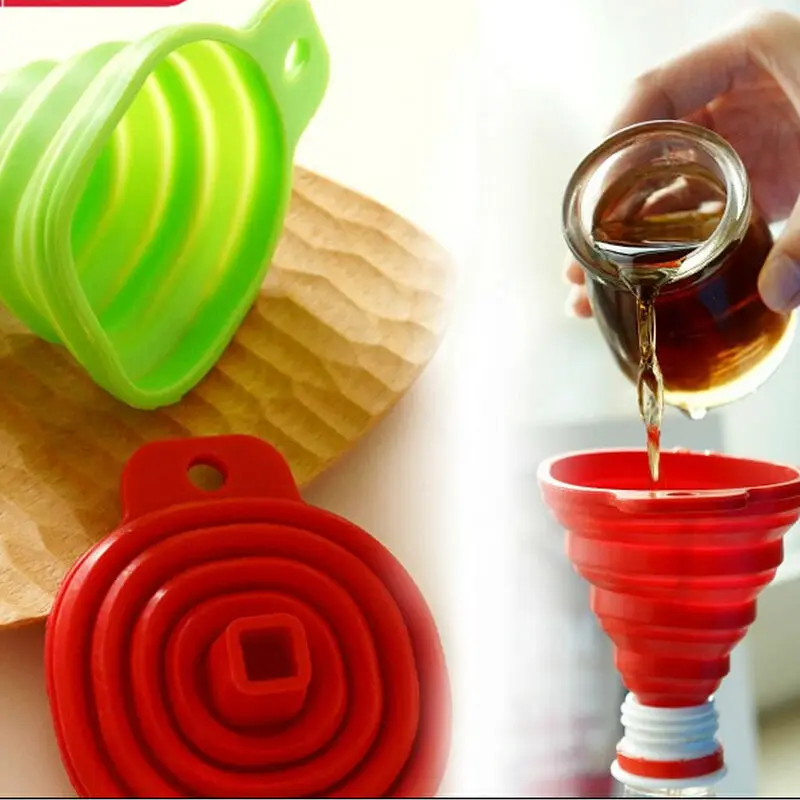 Silicone Gel Practical Foldable Collapsible Style Funnel Hopper Kitchen-Tool ME