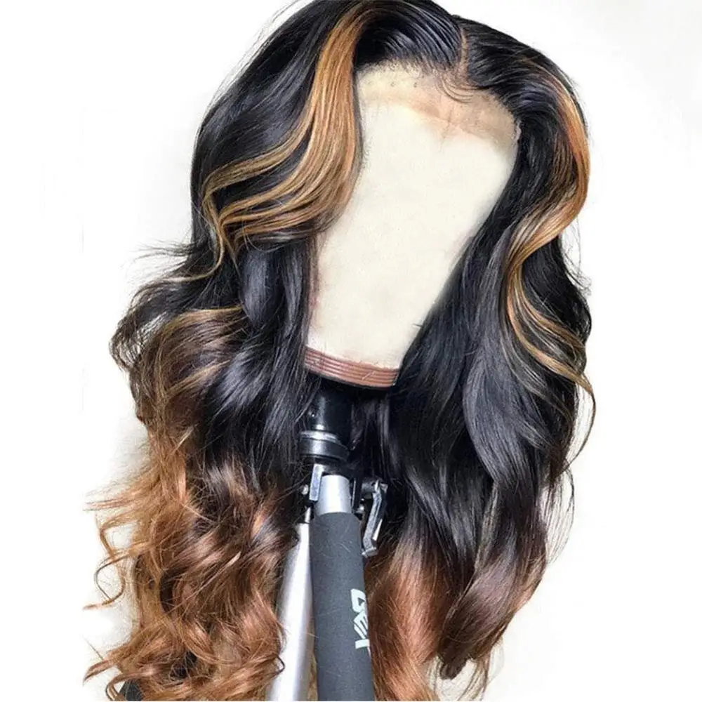 

13X6 Lace Frontal Wigs Loose Wave Deep Part Human Hair Wigs 150% density PrePlucked Honey Blonde Remy Ombre Color Glueless Wig