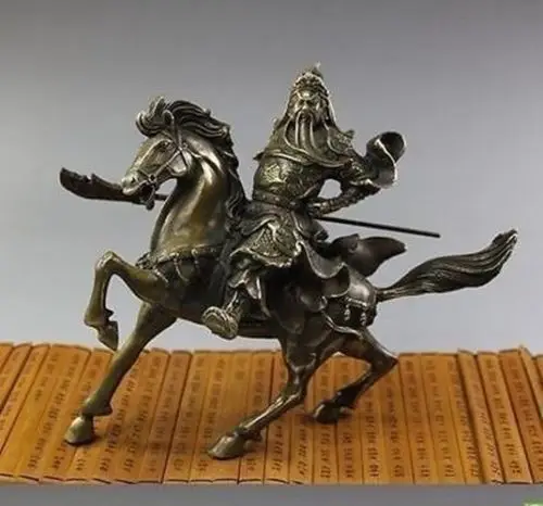 

China Collection Rare Fine Chinese Bronze Statue Guan Gong & Horse