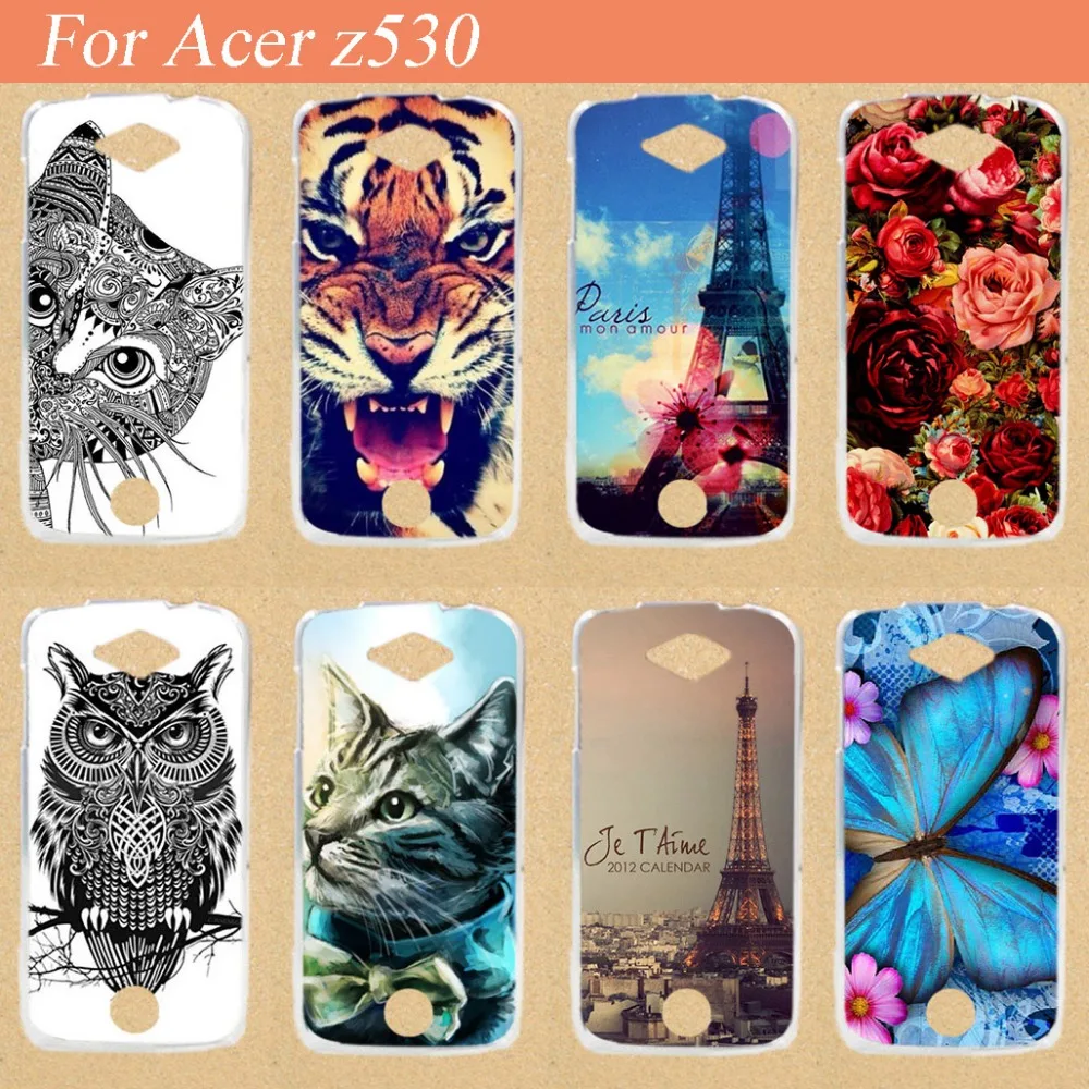 

For Acer Liquid Z530 Case Cover,14 patterns Colored Painting Soft Tpu Case For Acer Z530 Phone Cover Bags Sheer Free Shipping