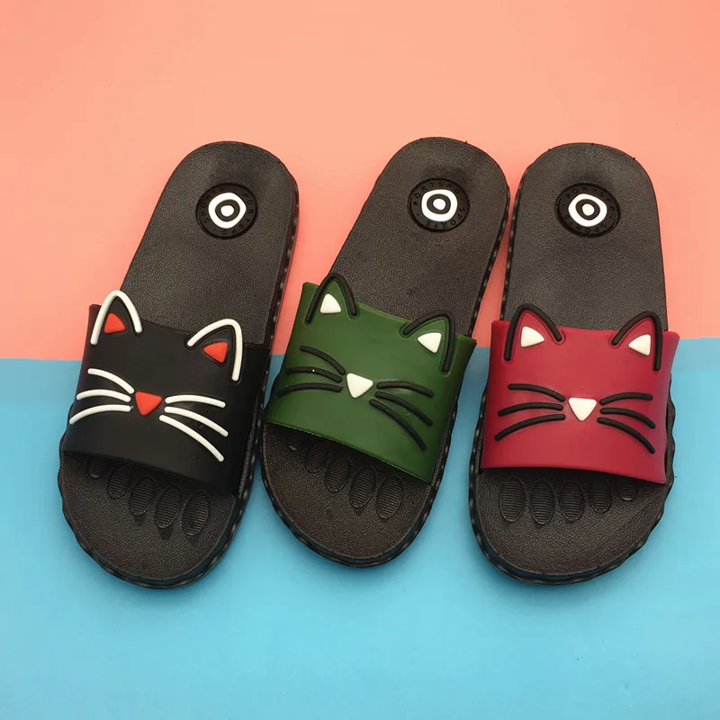 

Summer Slippers Women Home Slipper Cat Outdoor Cute Sandals Flat Slides Slip on Beach Flip Flops Bedroom Shower Shoes T096