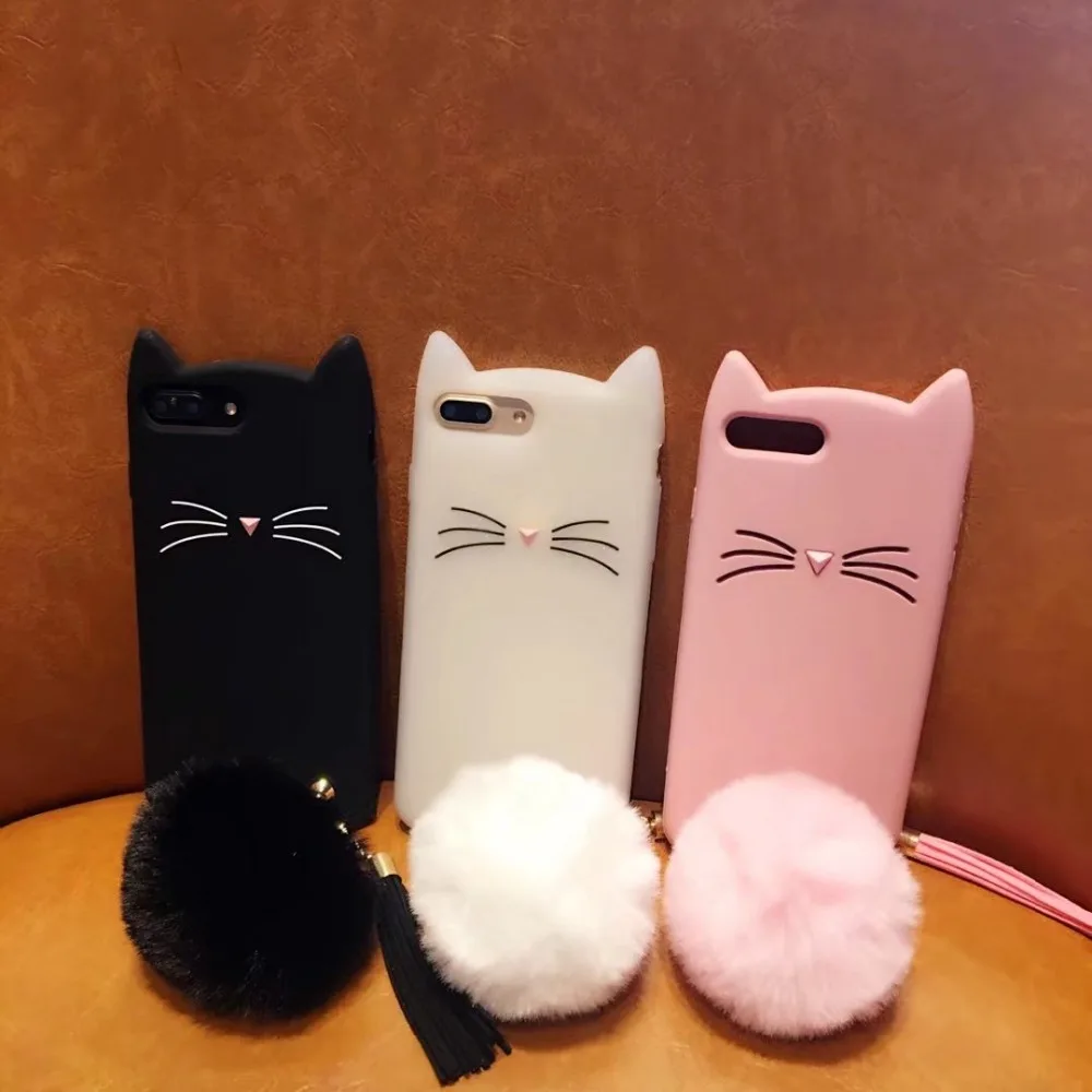 For Xiaomi Mi 5X / A1 Mi5X 3D cat cute soft Silicon back cover for xiaomi redmi 5a note pro case pink black Hairball |