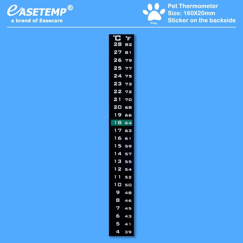 DHL 1000 шт./лот термометр для питомца для собак, кошек, птиц, рептилий и амфибий, 4-28 градусов
