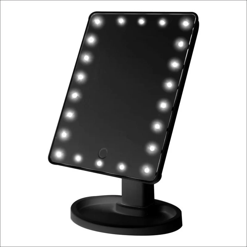 22 светодиодный светильник косметическое зеркало для макияжа с сенсорным экраном освещенное настольное косметическое зеркало черный/белый/розовый - Цвет: Черный