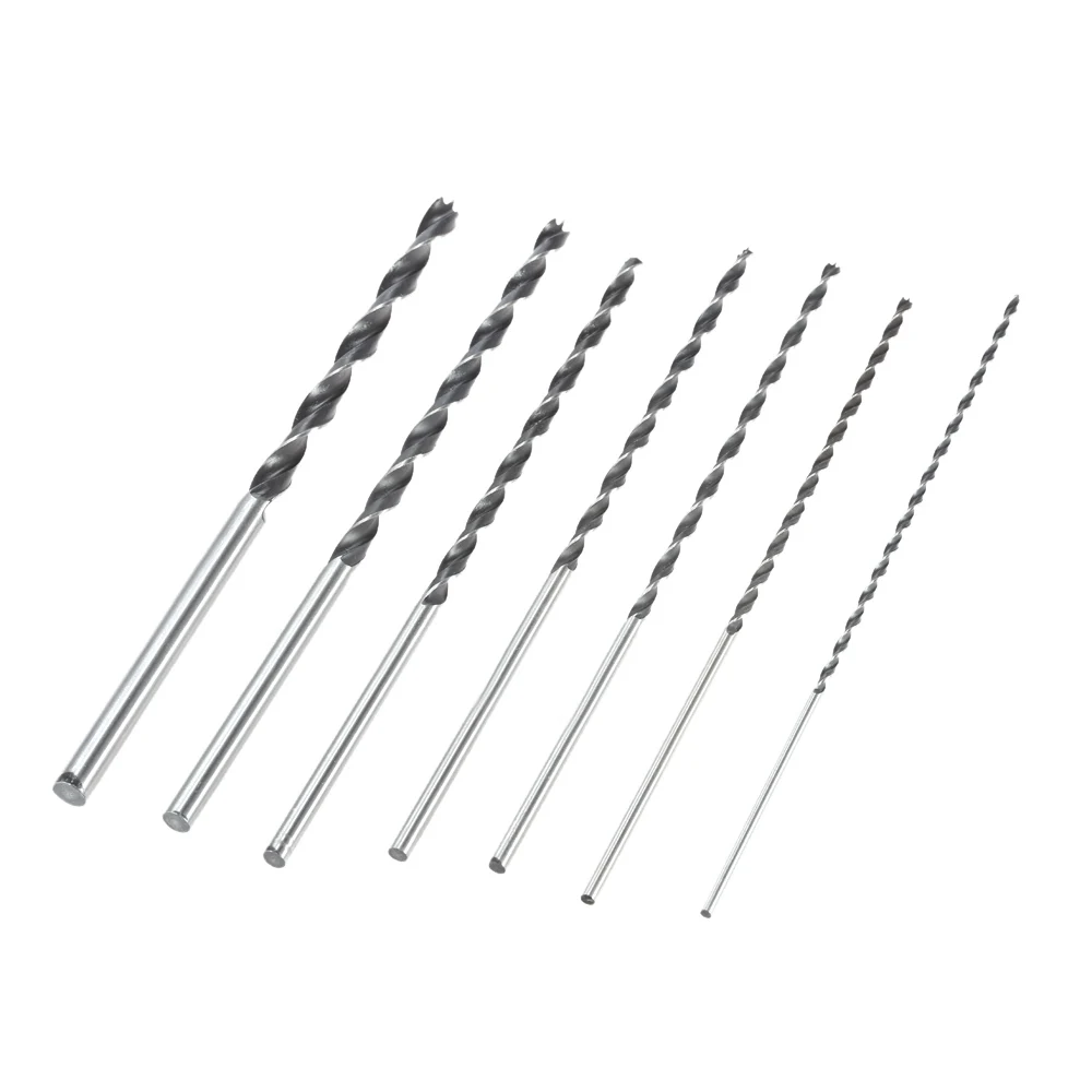 KKmoon 7pcs//set 300mm Extra Long Brad Point High-carbon Steel Wood Drill Bit Set Three Point Woodworking Drill